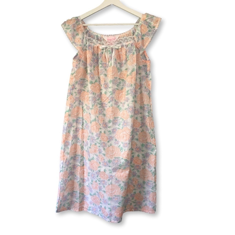 Carriage Court Floral Lace Nightgown Coat Set Small